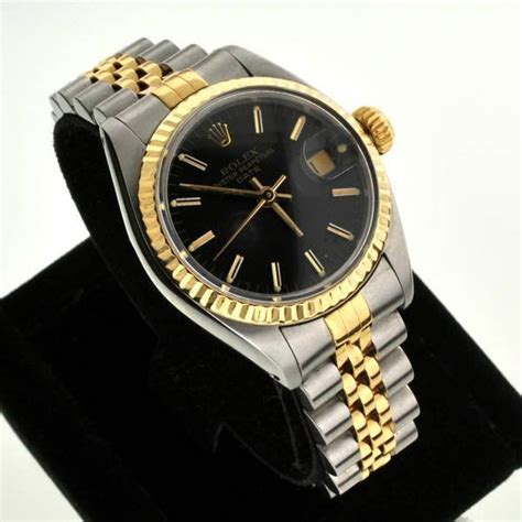 women's rolex black face|Rolex woman watches.